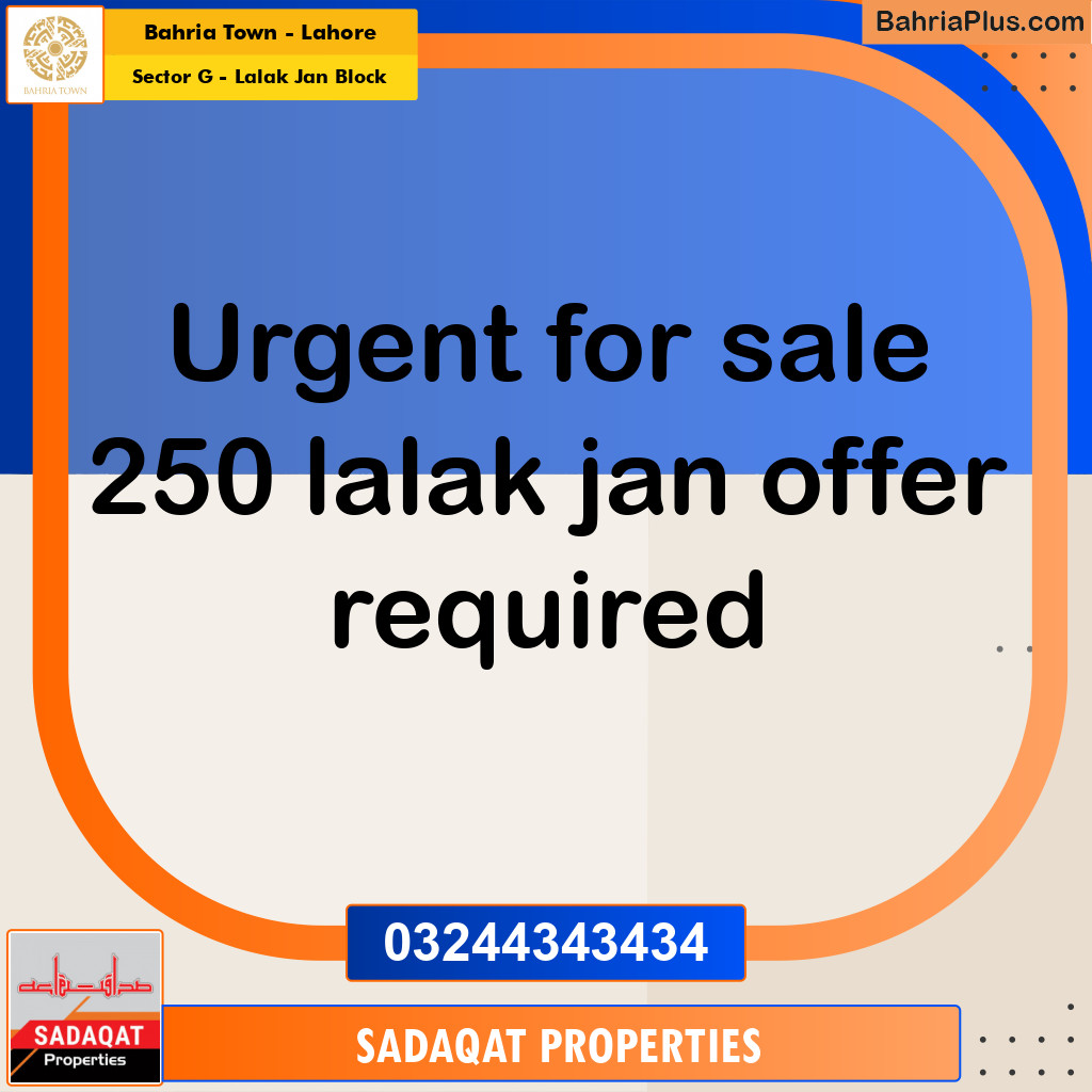 5 Marla Residential Plot for Sale in Sector G - Lalak Jan Block -  Bahria Town, Lahore - (BP-246452)