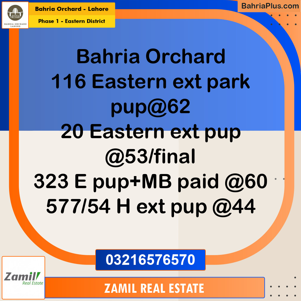 5 Marla Residential Plot for Sale in Phase 1 - Eastern District -  Bahria Orchard, Lahore - (BP-246456)