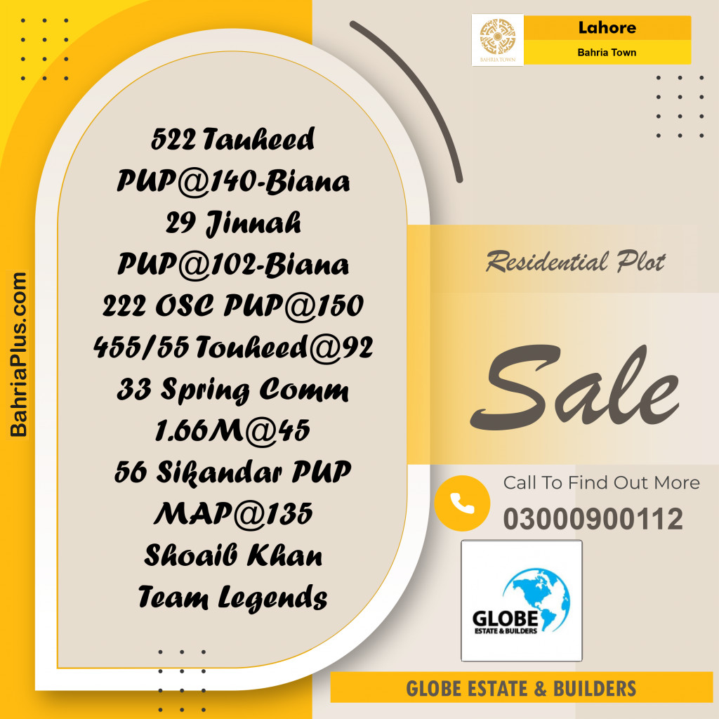 10 Marla Residential Plot for Sale in Bahria Town, Lahore - (BP-246470)