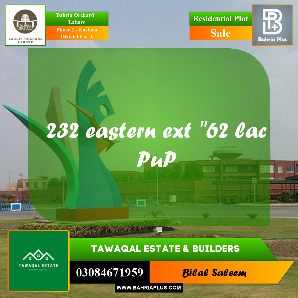5 Marla Residential Plot for Sale in Phase 1 - Eastern District Ext. I -  Bahria Orchard, Lahore - (BP-246570)