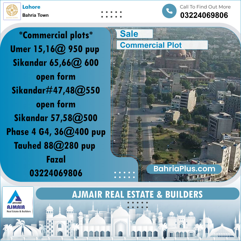 Commercial Plot for Sale in Bahria Town, Lahore - (BP-246574)