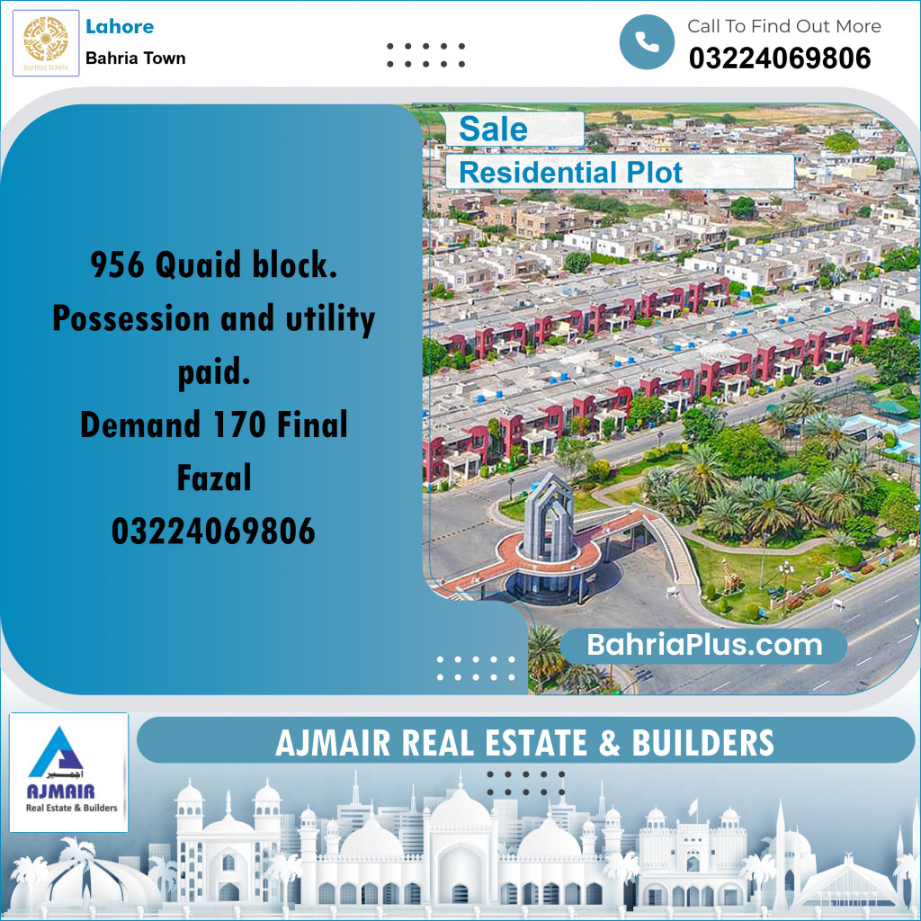 Residential Plot for Sale in Bahria Town, Lahore - (BP-246576)