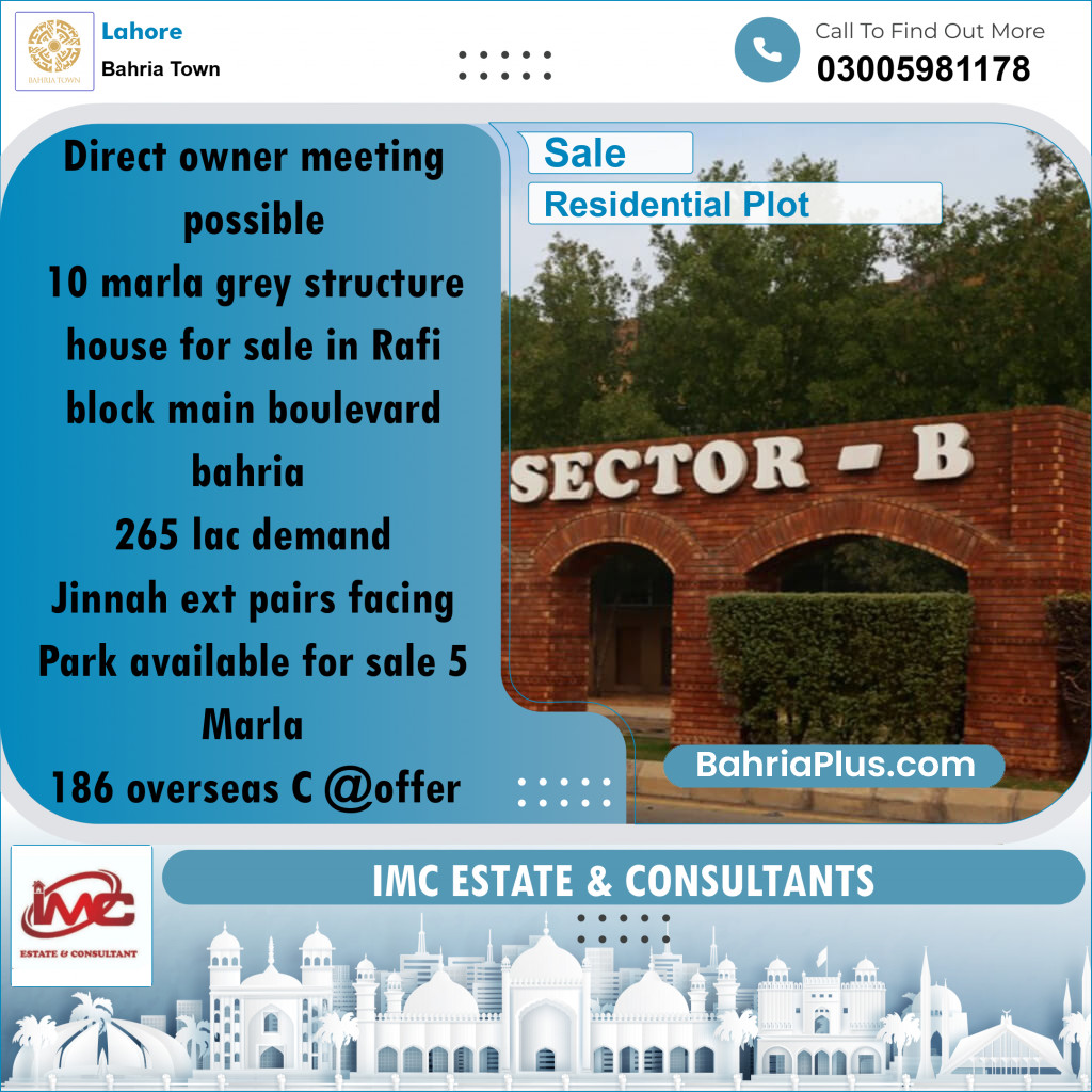 Residential Plot for Sale in Bahria Town, Lahore - (BP-246578)