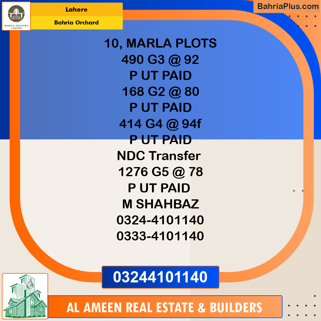 Residential Plot for Sale in Bahria Orchard, Lahore - (BP-246595)