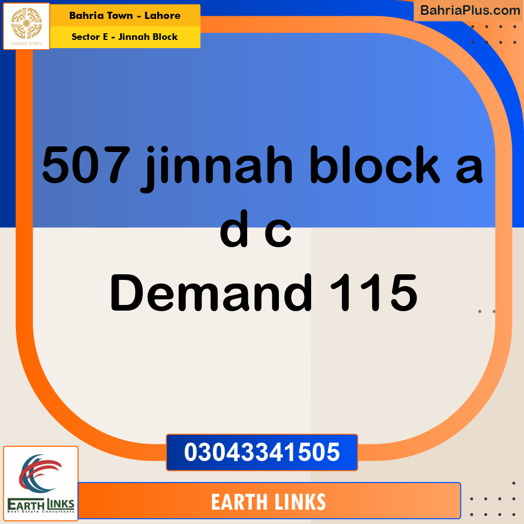 5 Marla Residential Plot for Sale in Sector E - Jinnah Block -  Bahria Town, Lahore - (BP-246609)
