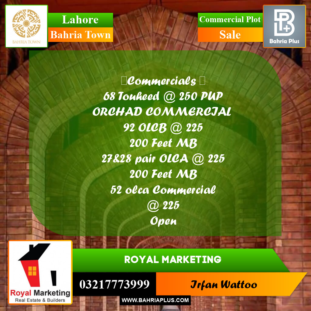 Commercial Plot for Sale in Bahria Town, Lahore - (BP-246640)