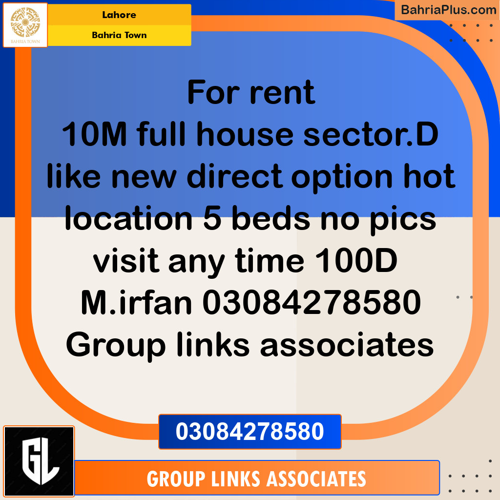 Residential House for Rent in Bahria Town, Lahore - (BP-246678)