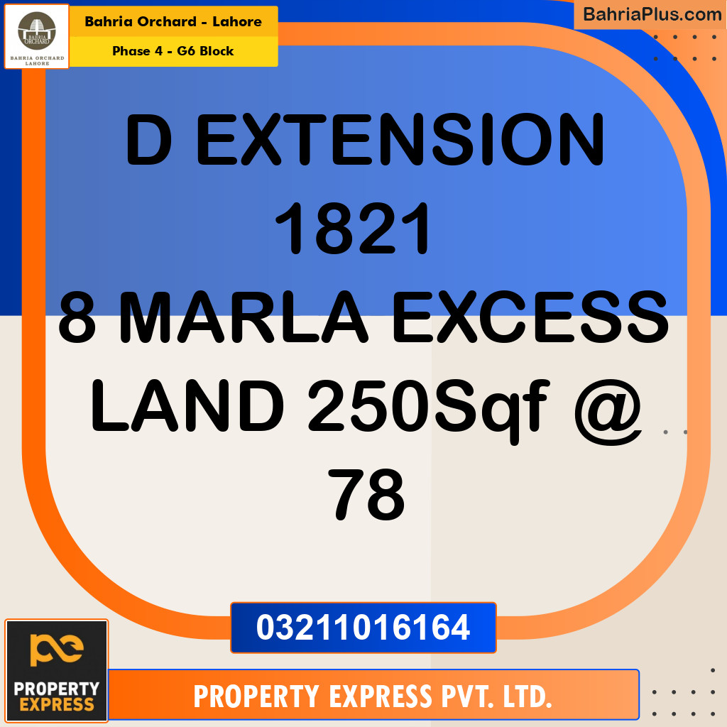 8 Marla Residential Plot for Sale in Phase 4 - G6 Block -  Bahria Orchard, Lahore - (BP-246681)