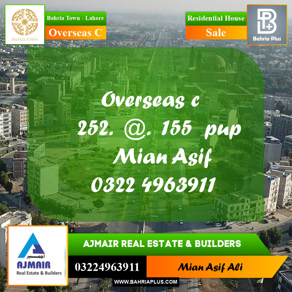 Residential House for Sale in Overseas C -  Bahria Town, Lahore - (BP-246692)