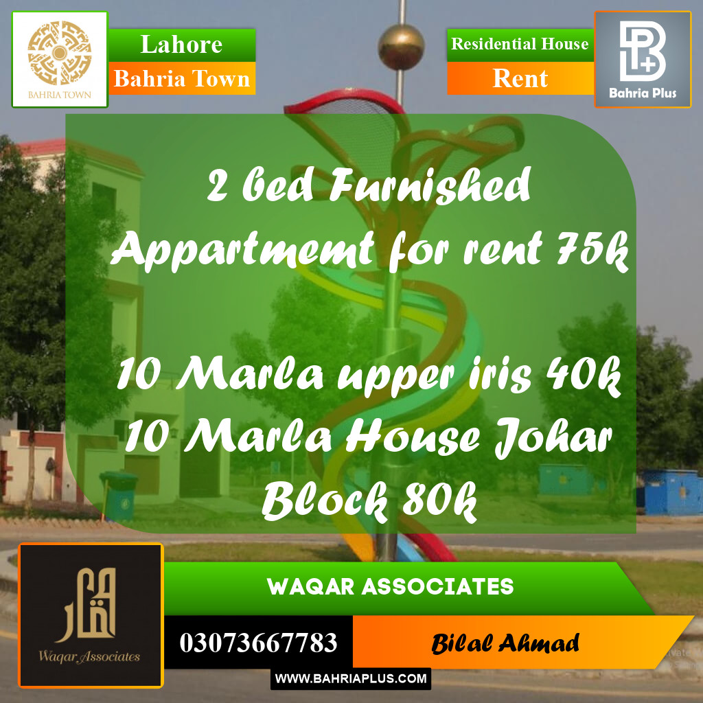 Residential House for Rent in Bahria Town, Lahore - (BP-246750)