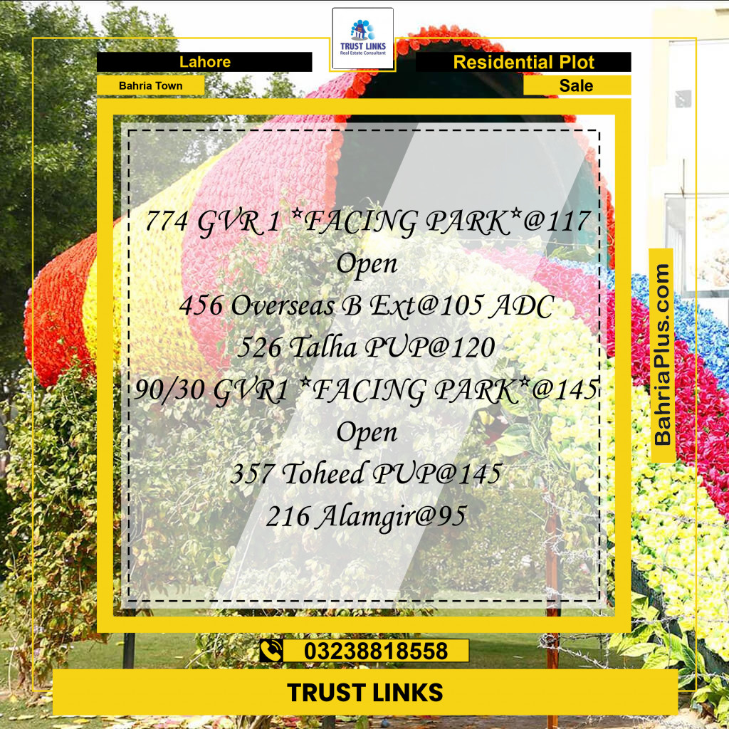 Residential Plot for Sale in Bahria Town, Lahore - (BP-246768)