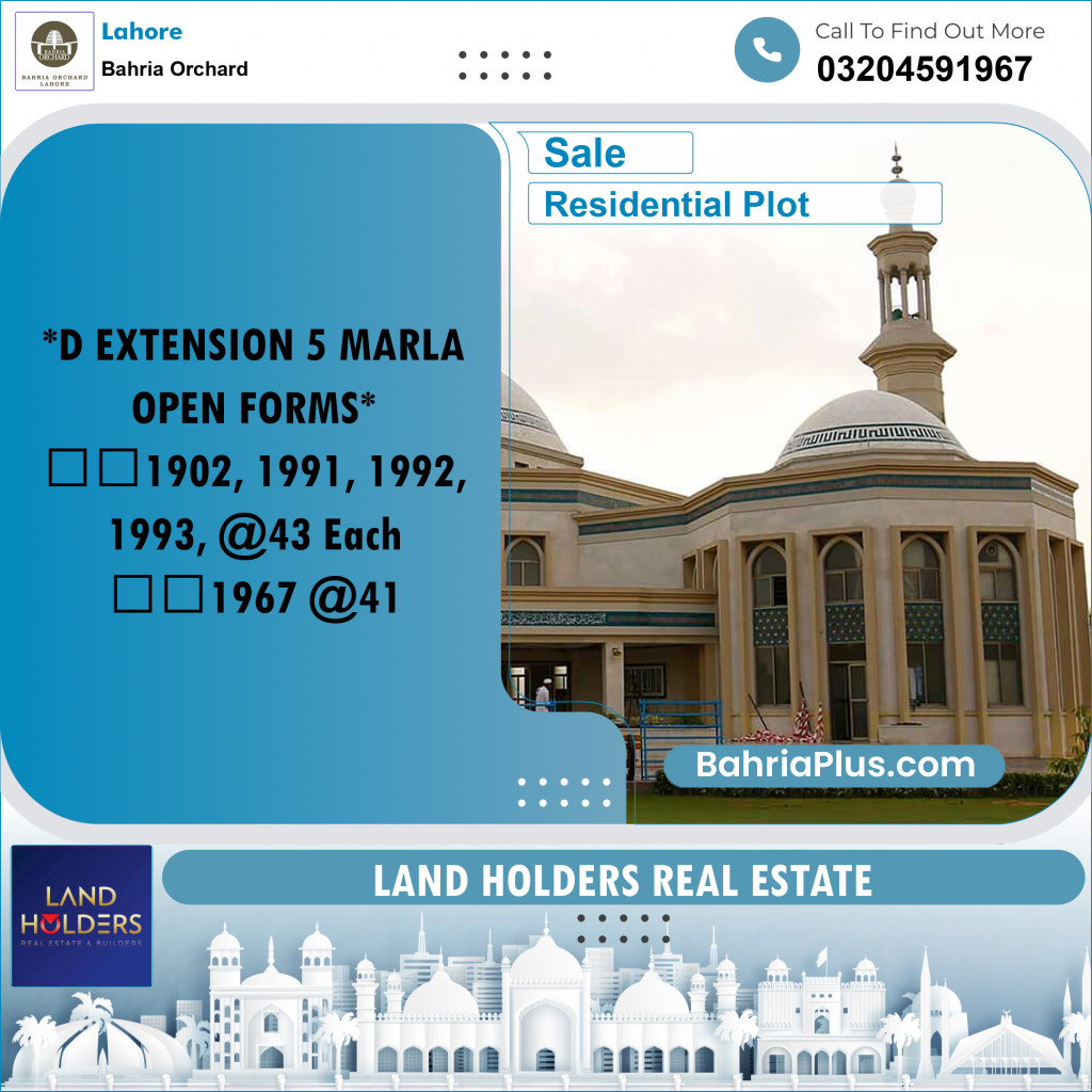 Residential Plot for Sale in Bahria Orchard, Lahore - (BP-246789)