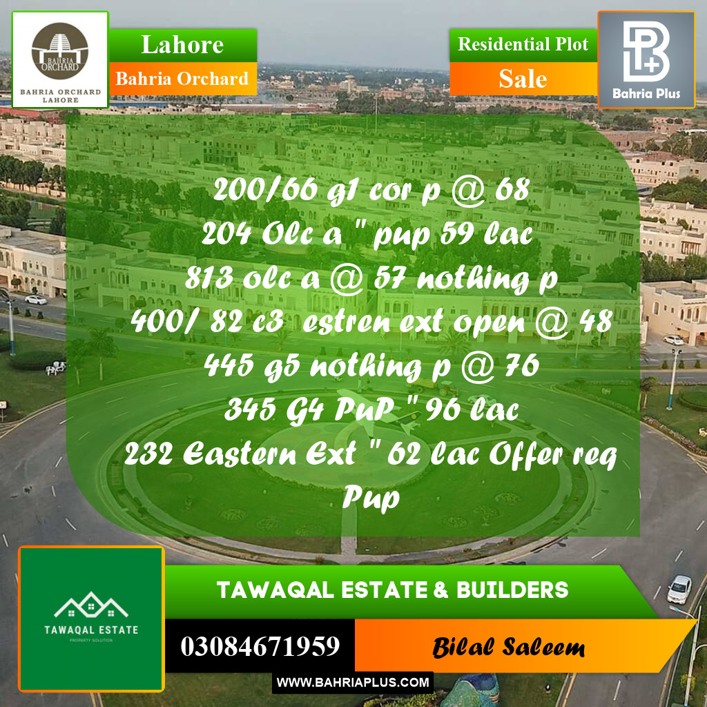 5 Marla Residential Plot for Sale in Bahria Orchard, Lahore - (BP-246852)