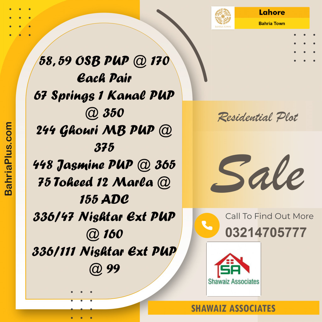 Residential Plot for Sale in Bahria Town, Lahore - (BP-246857)