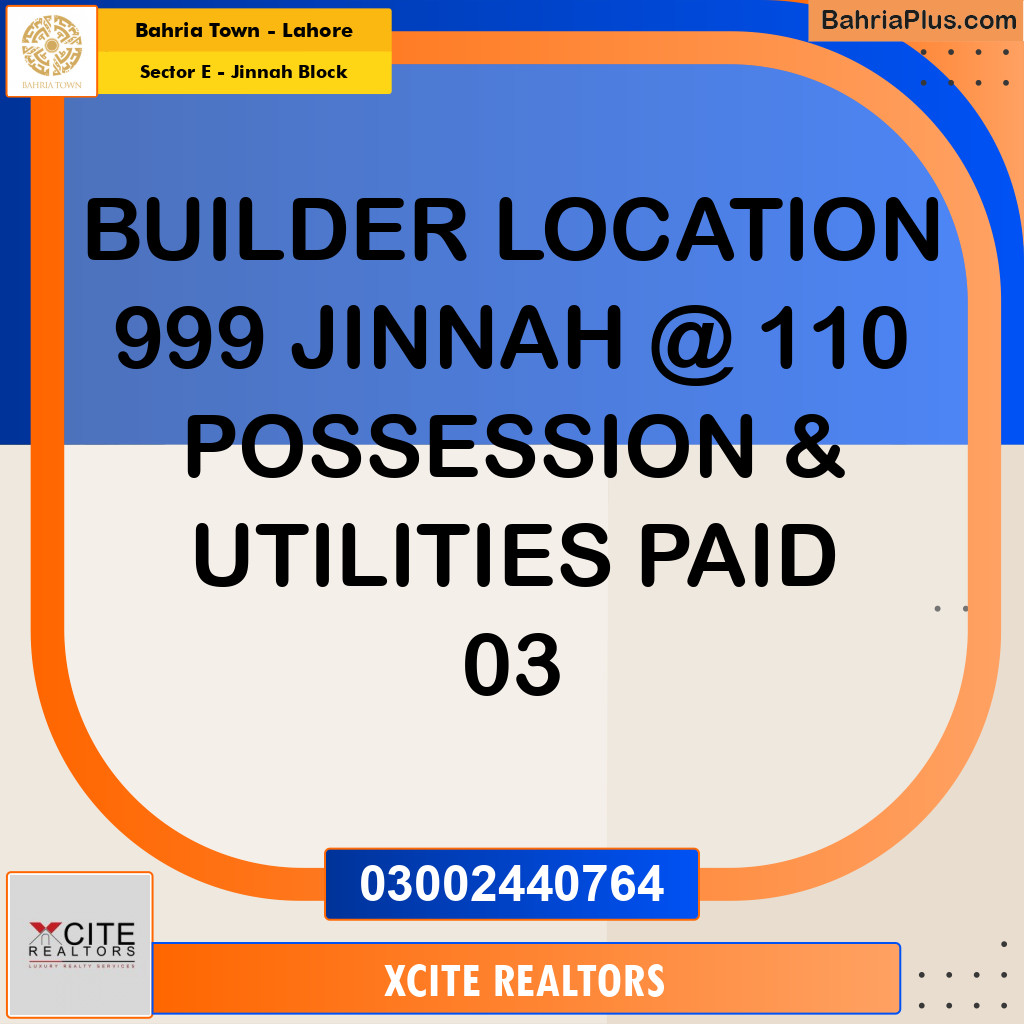 10 Marla Residential Plot for Sale in Sector E - Jinnah Block -  Bahria Town, Lahore - (BP-246861)