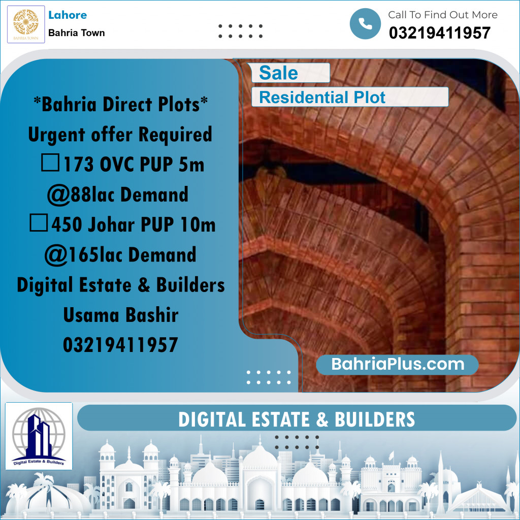Residential Plot for Sale in Bahria Town, Lahore - (BP-246893)