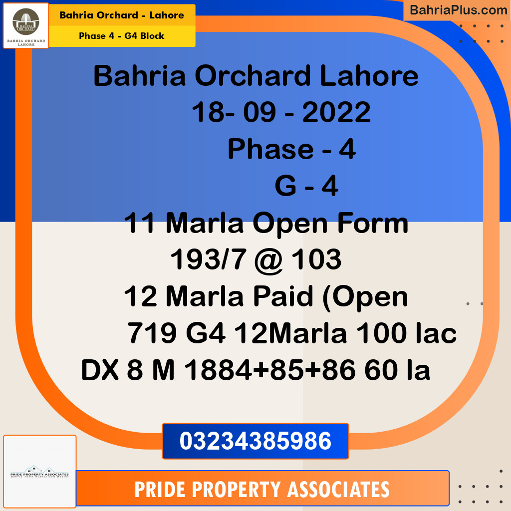 12 Marla Residential Plot for Sale in Phase 4 - G4 Block -  Bahria Orchard, Lahore - (BP-246938)