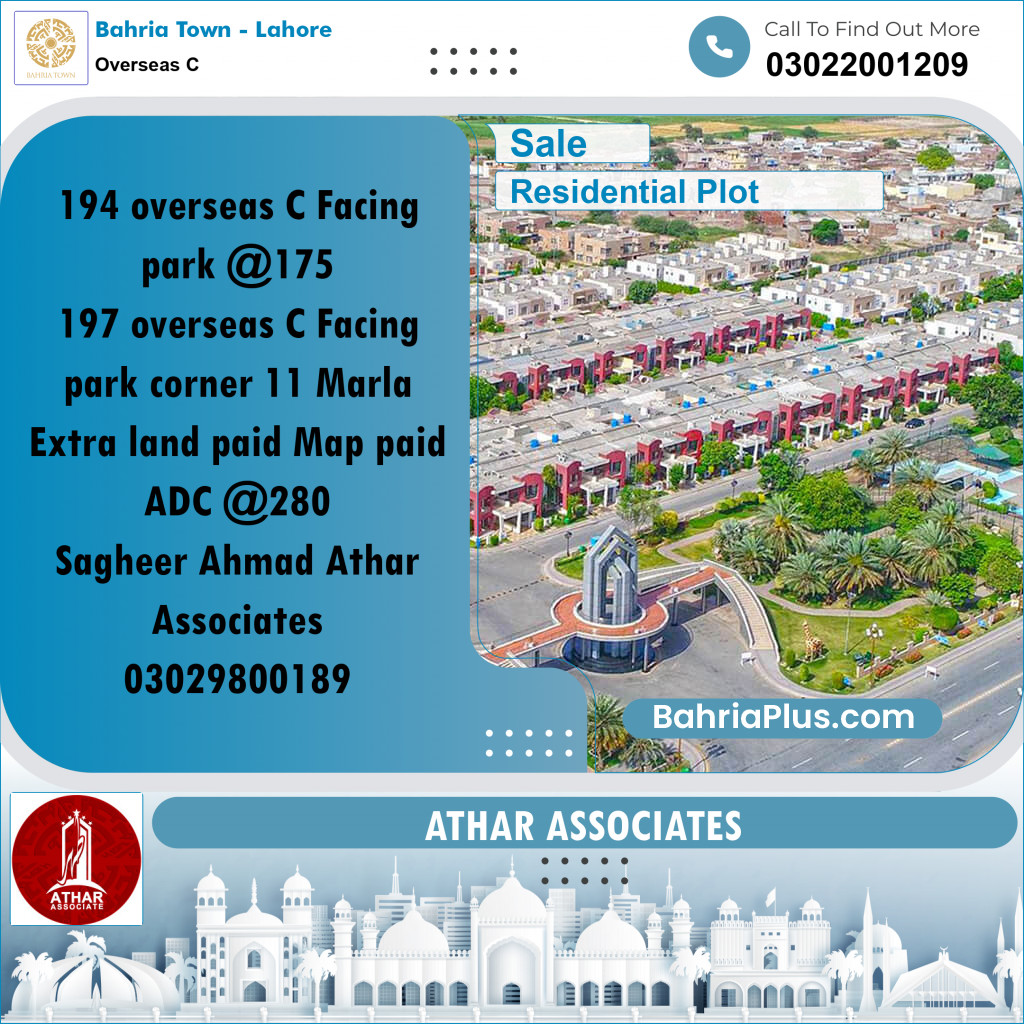 10 Marla Residential Plot for Sale in Overseas C - Bahria Town, Lahore - (BP-246975)