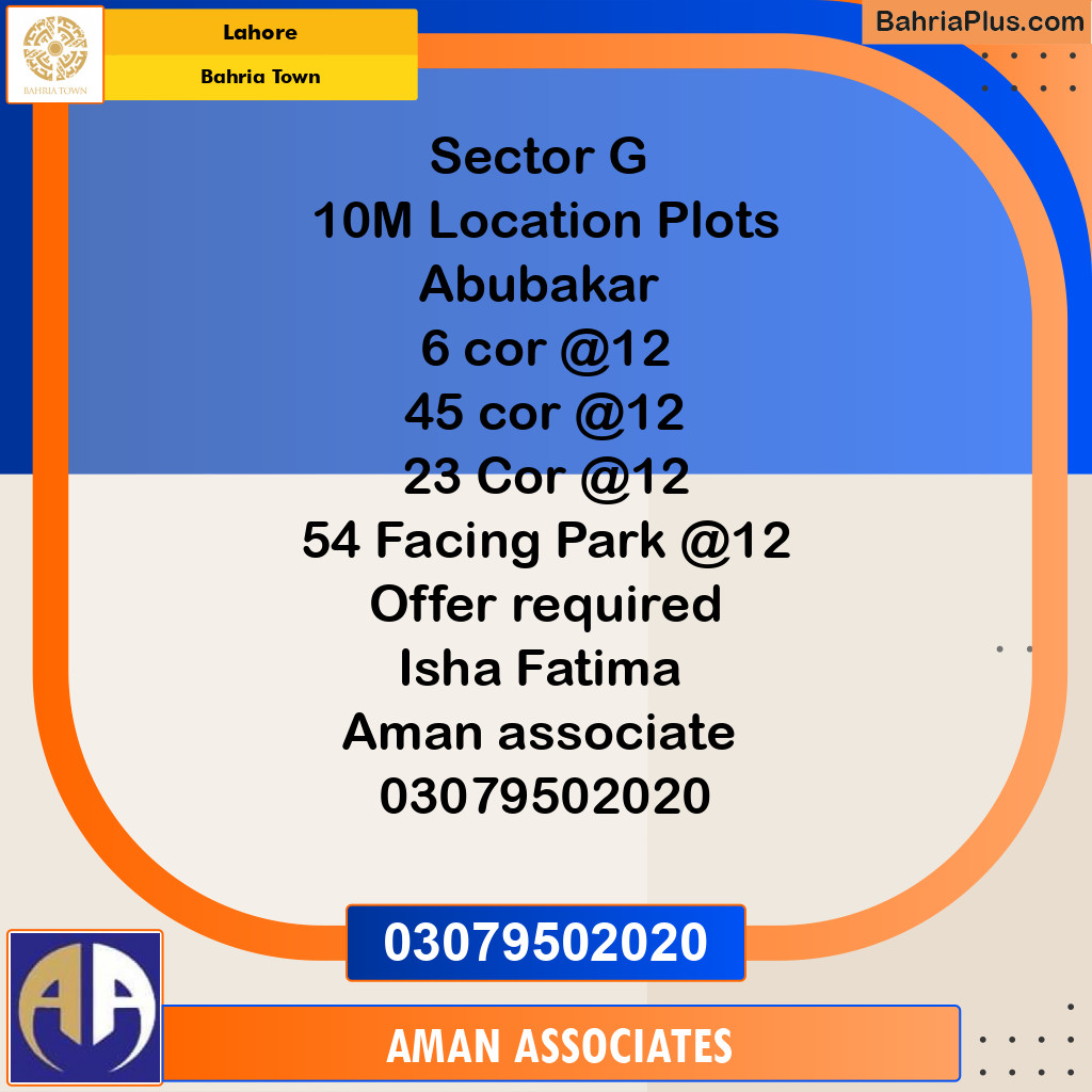 Residential Plot for Sale in Bahria Town, Lahore - (BP-246993)