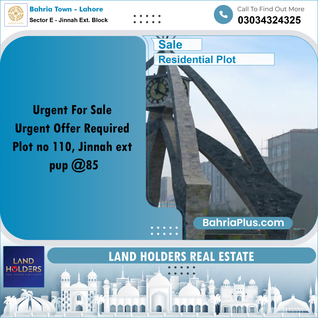 5 Marla Residential Plot for Sale in Sector E - Jinnah Ext. Block -  Bahria Town, Lahore - (BP-247046)