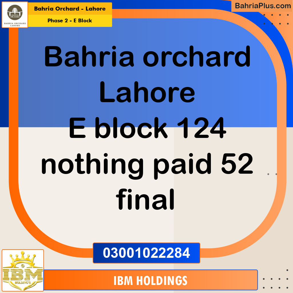5 Marla Residential Plot for Sale in Phase 2 - E Block -  Bahria Orchard, Lahore - (BP-247047)