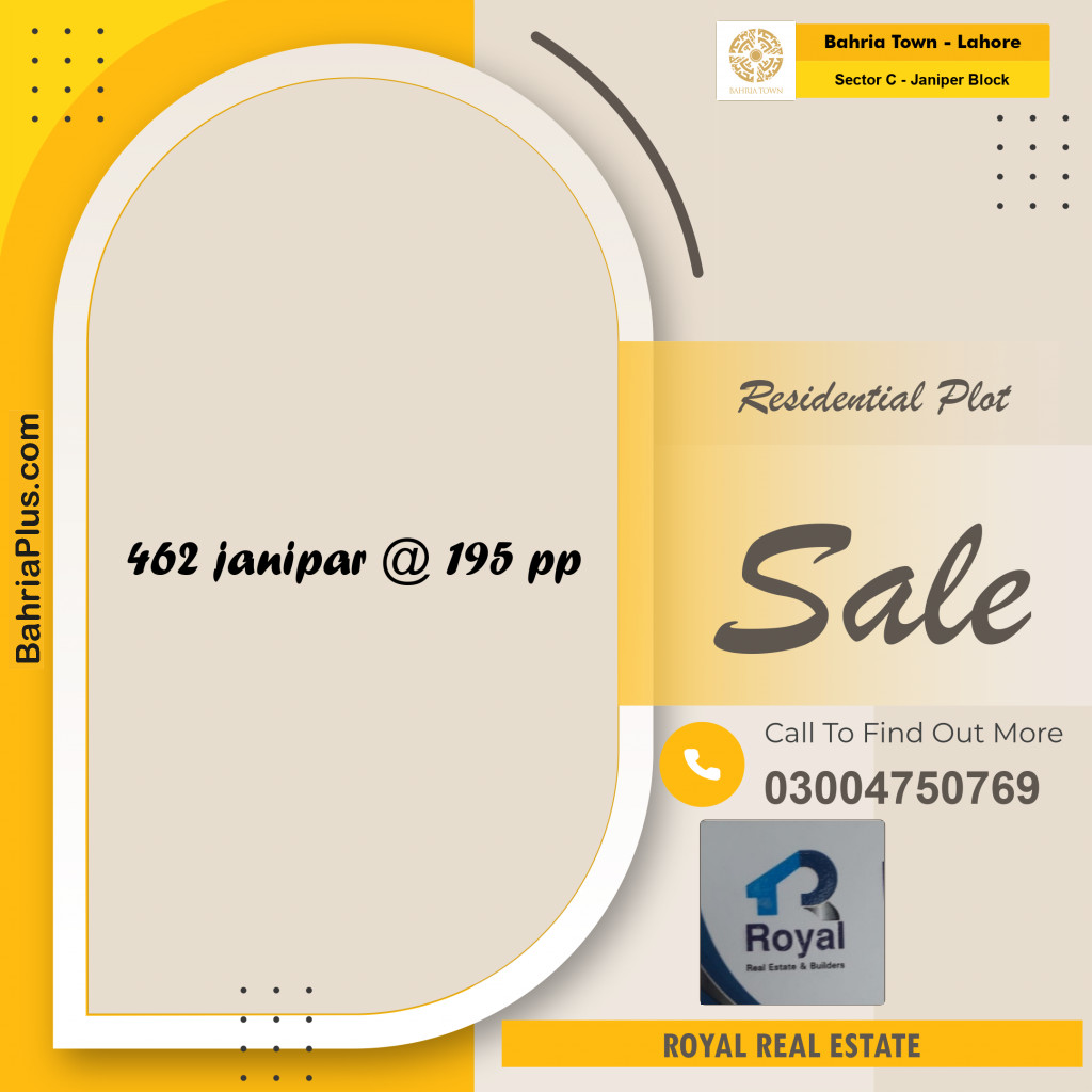 10 Marla Residential Plot for Sale in Sector C - Janiper Block -  Bahria Town, Lahore - (BP-247063)