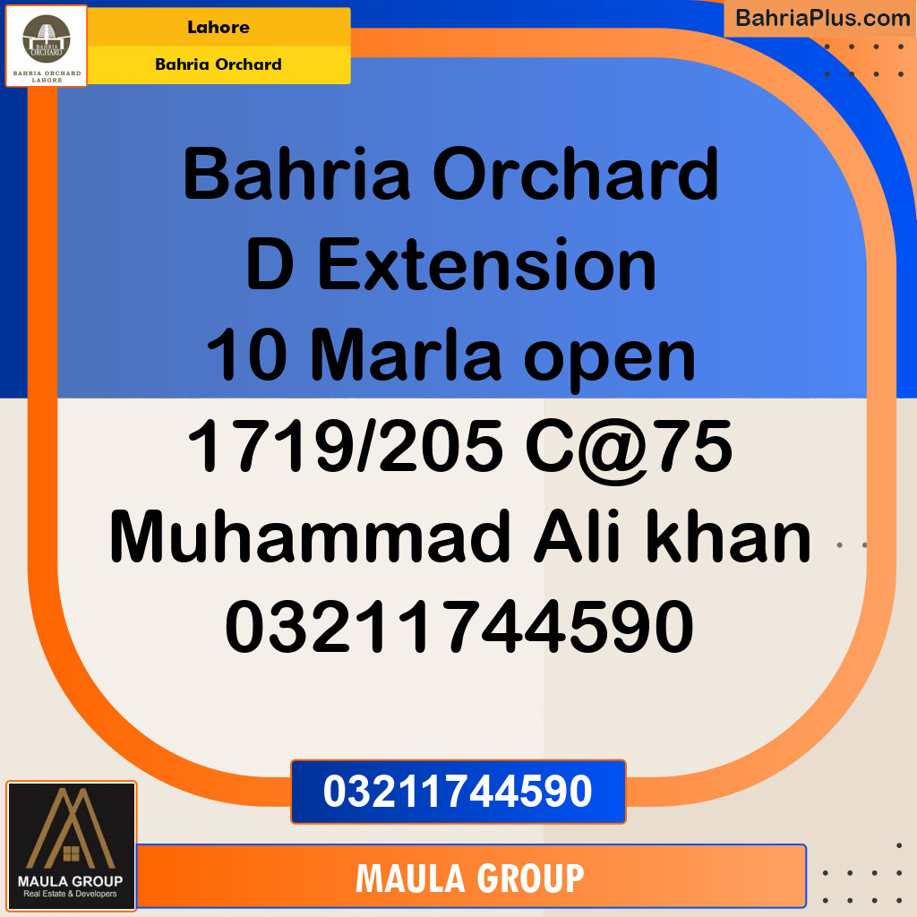 10 Marla Residential Plot for Sale in Bahria Orchard, Lahore - (BP-247085)