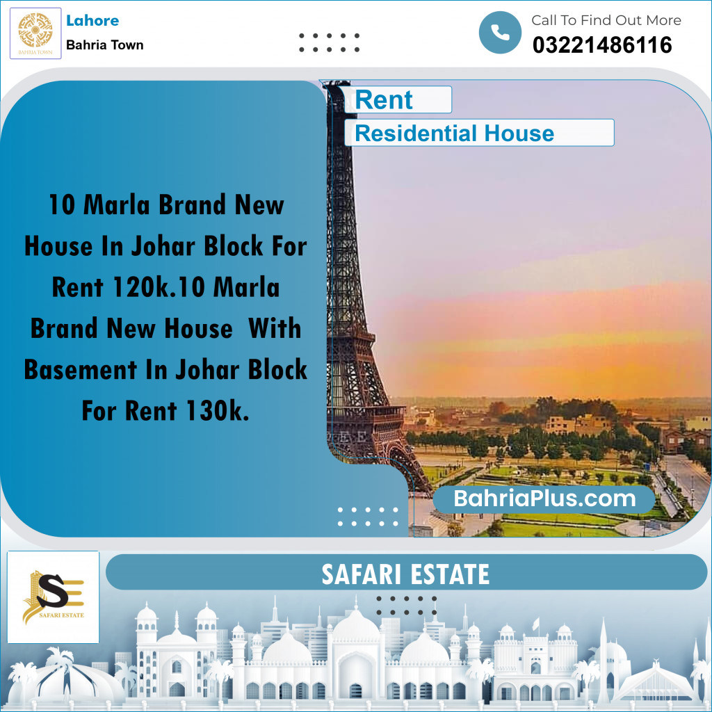Residential House for Rent in Bahria Town, Lahore - (BP-247087)