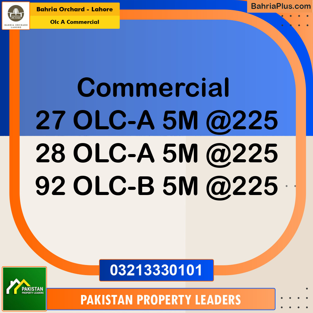 5 Marla Commercial Plot for Sale in OLC A Commercial -  Bahria Orchard, Lahore - (BP-247113)