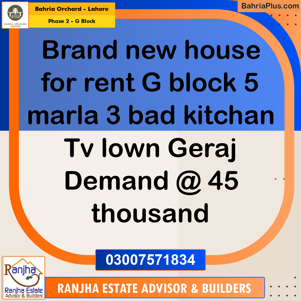 5 Marla Residential House for Sale in Phase 2 - G Block -  Bahria Orchard, Lahore - (BP-247170)