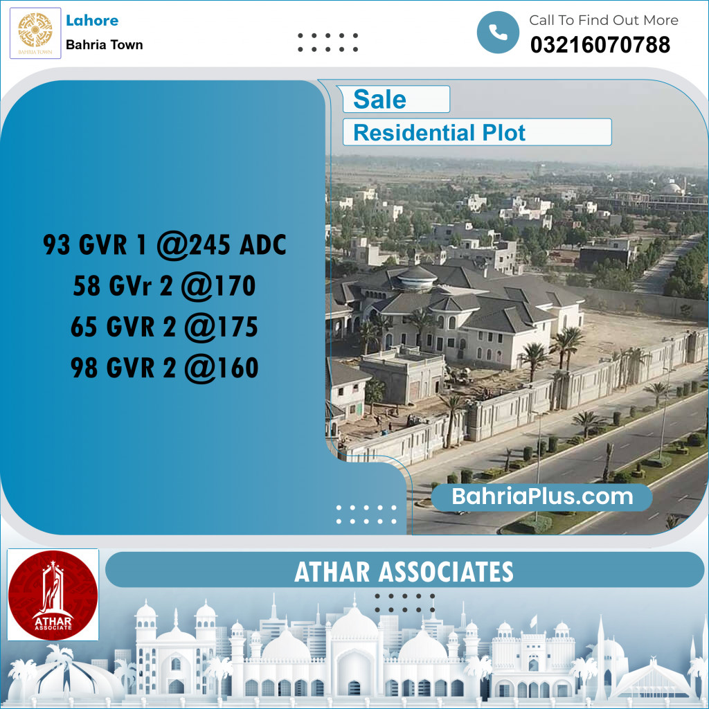 1 Kanal Residential Plot for Sale in Bahria Town, Lahore - (BP-247213)