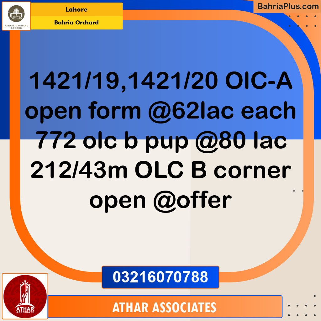 Residential Plot for Sale in Bahria Orchard, Lahore - (BP-247219)