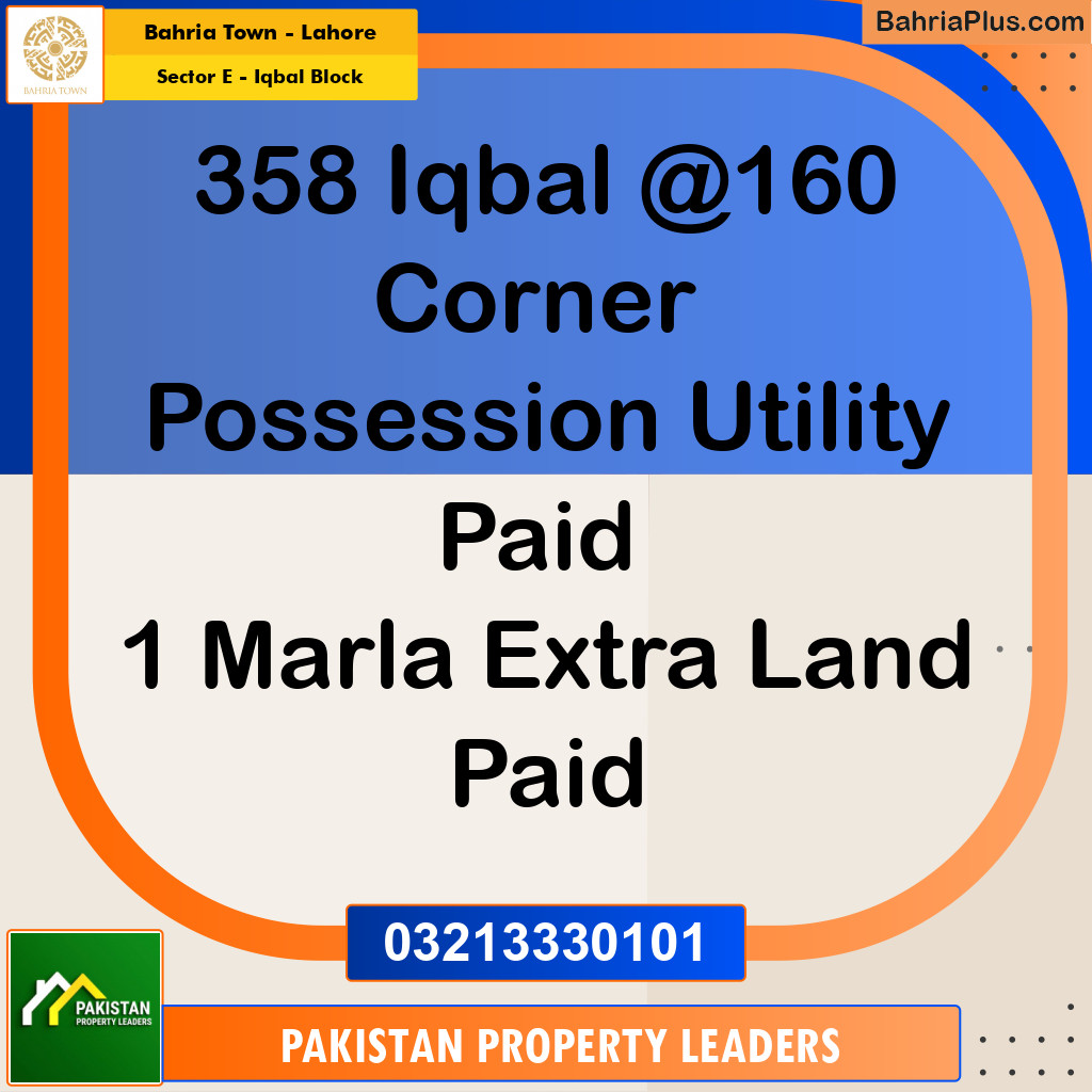 11 Marla Residential Plot for Sale in Sector E - Iqbal Block -  Bahria Town, Lahore - (BP-247227)