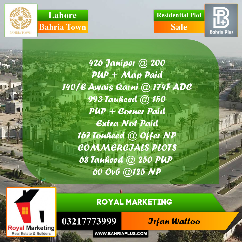 Residential Plot for Sale in Bahria Town, Lahore - (BP-247252)