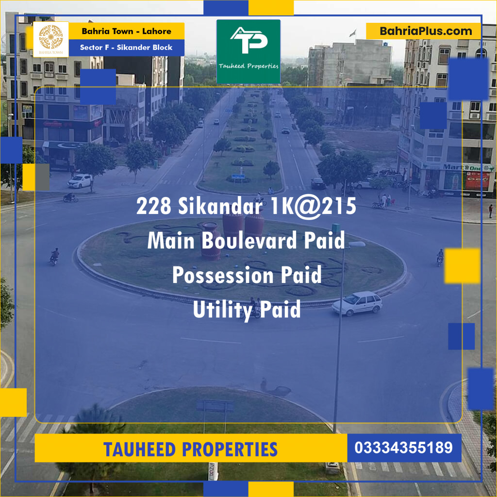 1 Kanal Residential Plot for Sale in Sector F - Sikander Block -  Bahria Town, Lahore - (BP-247261)
