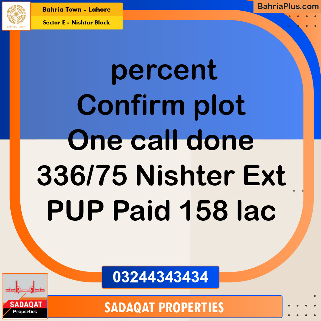 10 Marla Residential Plot for Sale in Sector E - Nishtar Block -  Bahria Town, Lahore - (BP-247294)