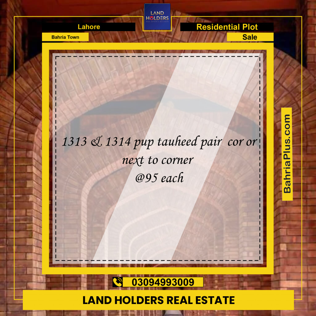 Residential Plot for Sale in Bahria Town, Lahore - (BP-247310)