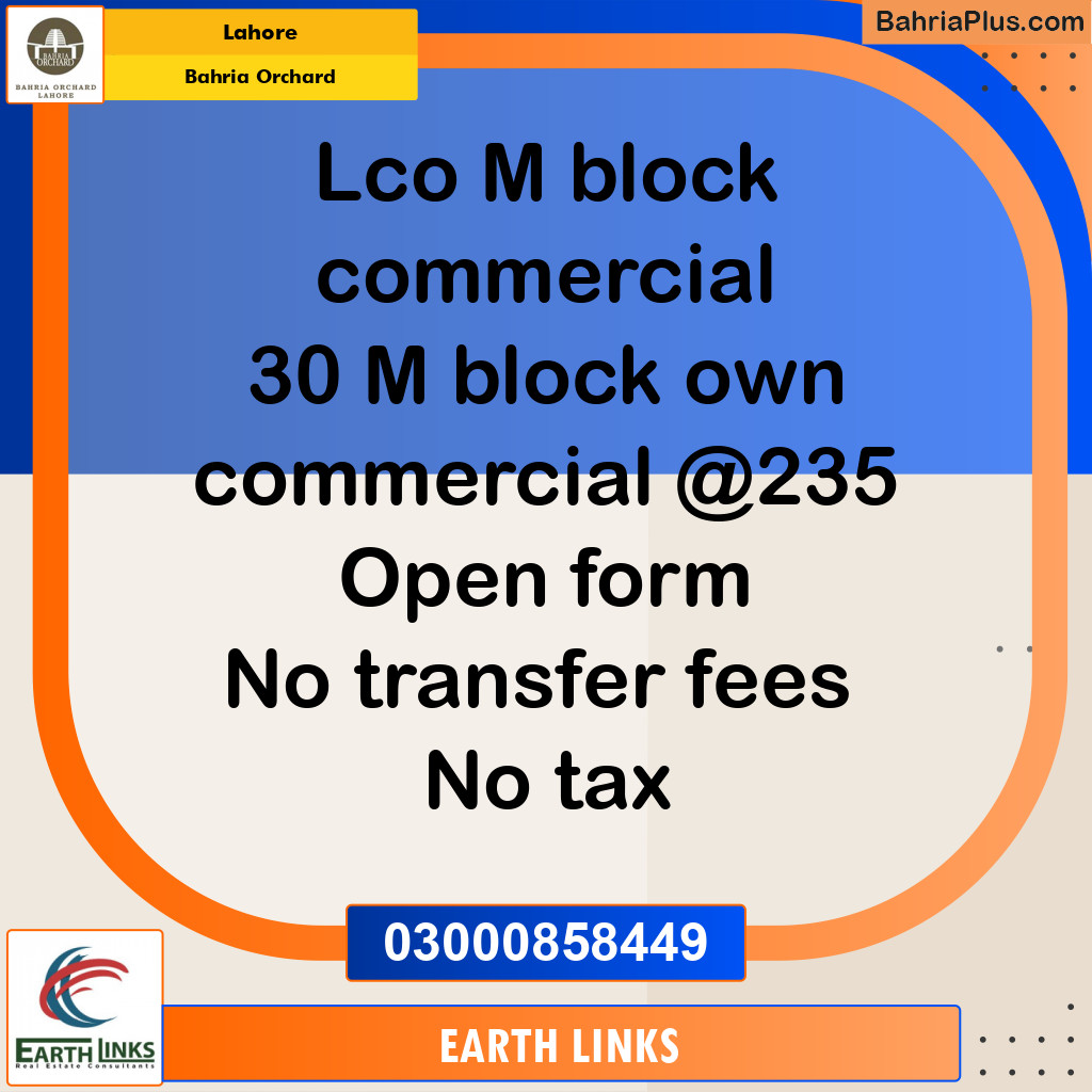 5 Marla Commercial Plot for Sale in Bahria Orchard, Lahore - (BP-247394)