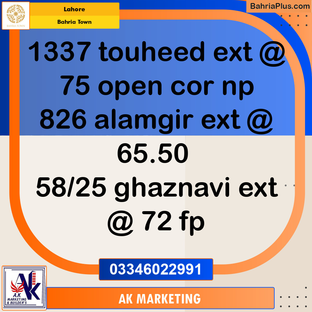 5 Marla Residential Plot for Sale in Bahria Town, Lahore - (BP-247431)