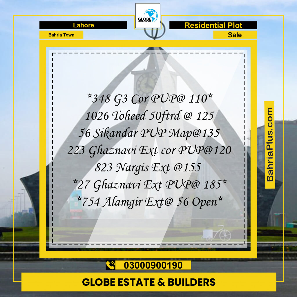 Residential Plot for Sale in Bahria Town, Lahore - (BP-247446)