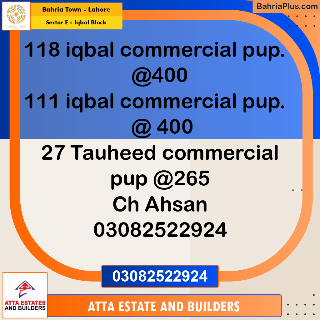 5 Marla Residential Plot for Sale in Sector E - Iqbal Block -  Bahria Town, Lahore - (BP-247500)