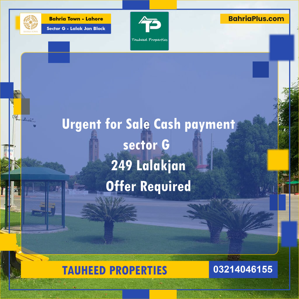 5 Marla Residential Plot for Sale in Sector G - Lalak Jan Block -  Bahria Town, Lahore - (BP-247550)