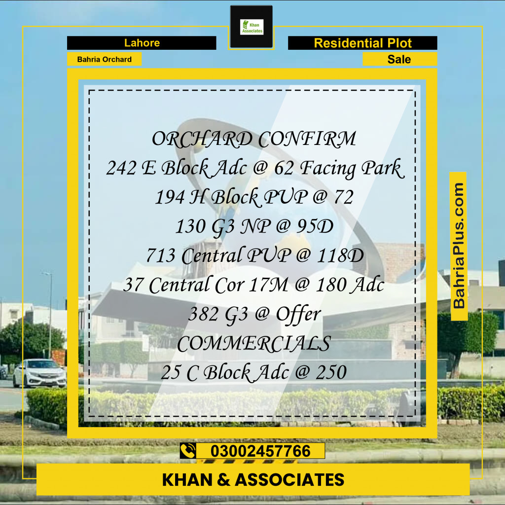 Residential Plot for Sale in Bahria Orchard, Lahore - (BP-247570)