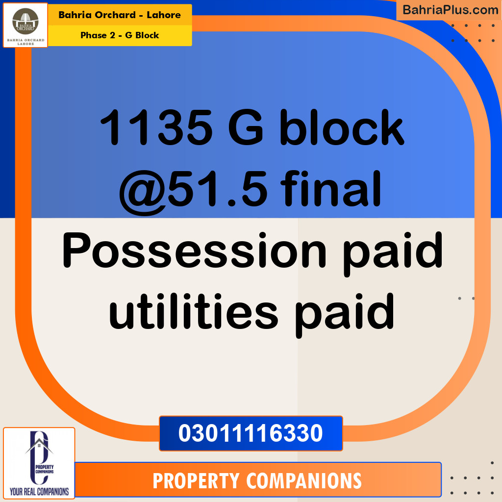 5 Marla Residential Plot for Sale in Phase 2 - G Block - Bahria Orchard, Lahore - (BP-247609)