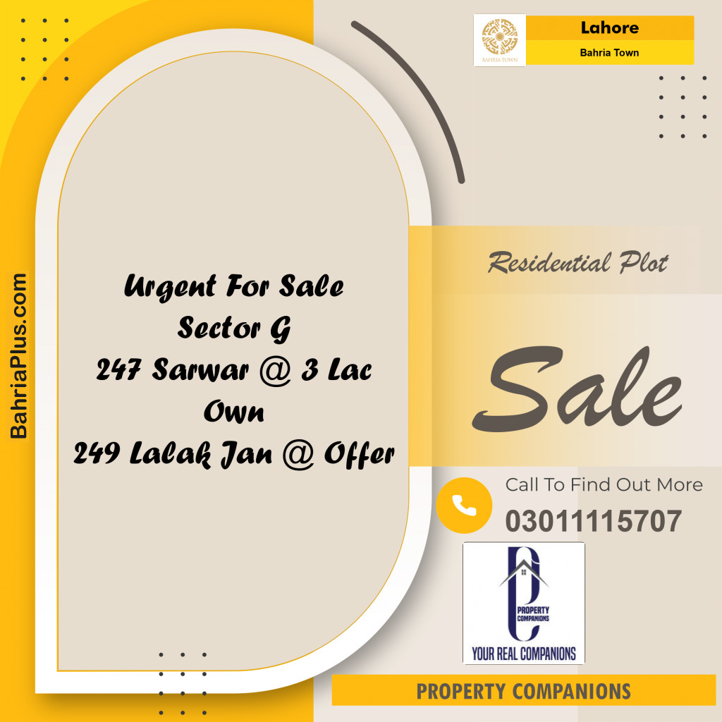 Residential Plot for Sale in Bahria Town, Lahore - (BP-247642)