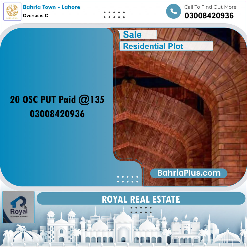 10 Marla Residential Plot for Sale in Overseas C -  Bahria Town, Lahore - (BP-247652)