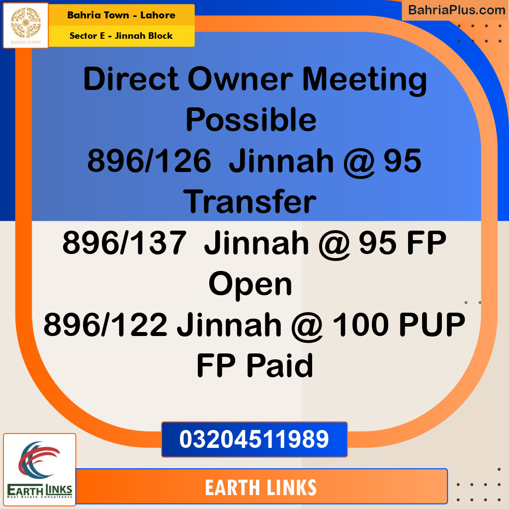 5 Marla Residential Plot for Sale in Sector E - Jinnah Block -  Bahria Town, Lahore - (BP-247658)