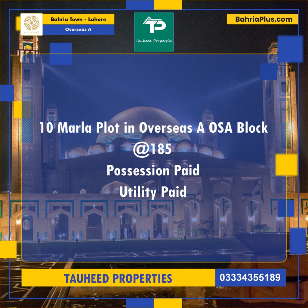 10 Marla Residential Plot for Sale in Overseas A -  Bahria Town, Lahore - (BP-247690)
