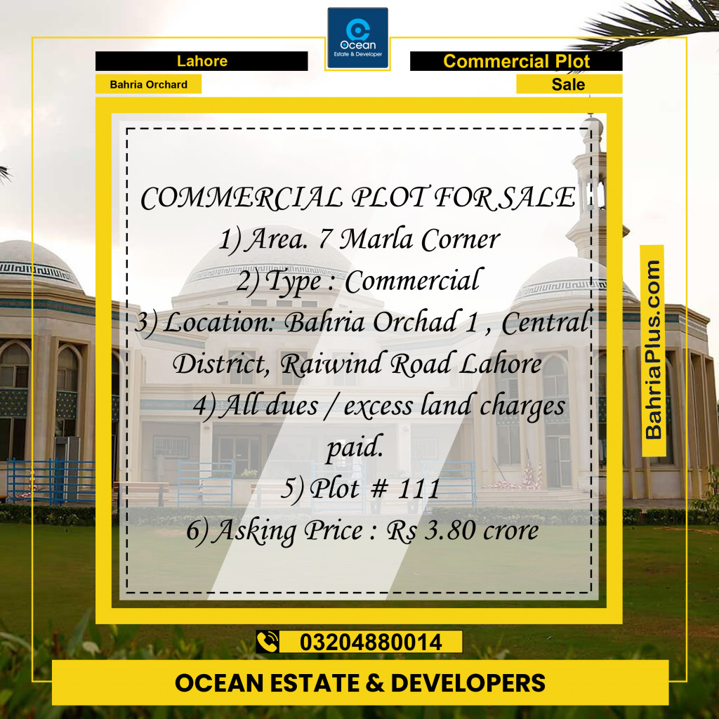 Commercial Plot for Sale in Bahria Orchard, Lahore - (BP-247709)