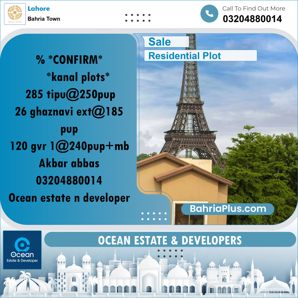 Residential Plot for Sale in Bahria Town, Lahore - (BP-247712)